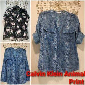 🇱🇷BOGO Sale Today🇱🇷 Calvin Klein Animal Print Blouse + FREE Sheer Blouse